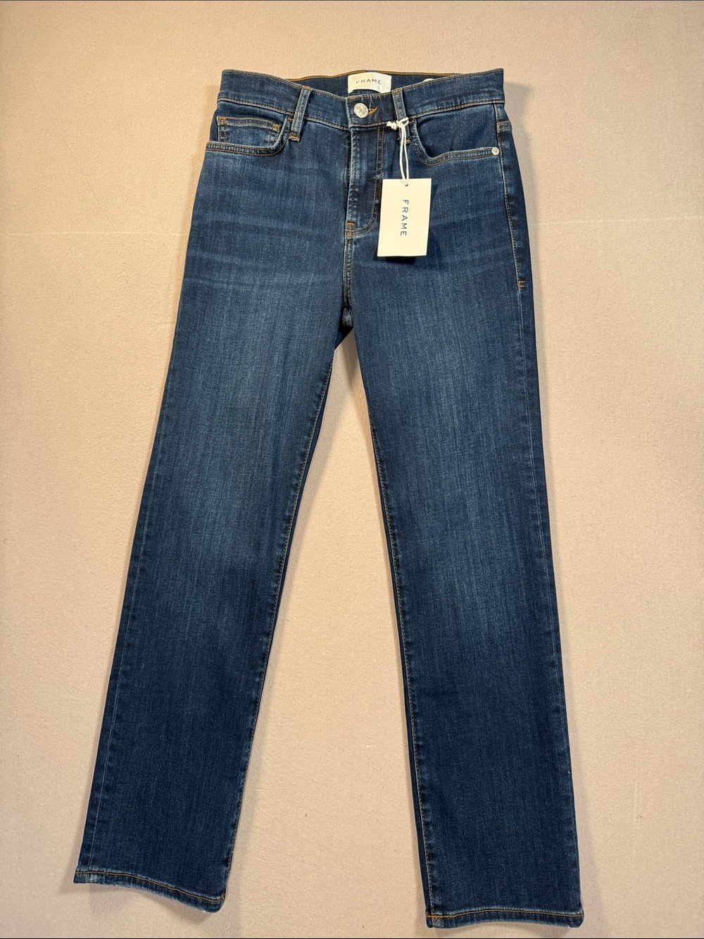 Frame high-waist, straight leg jeans. NWT